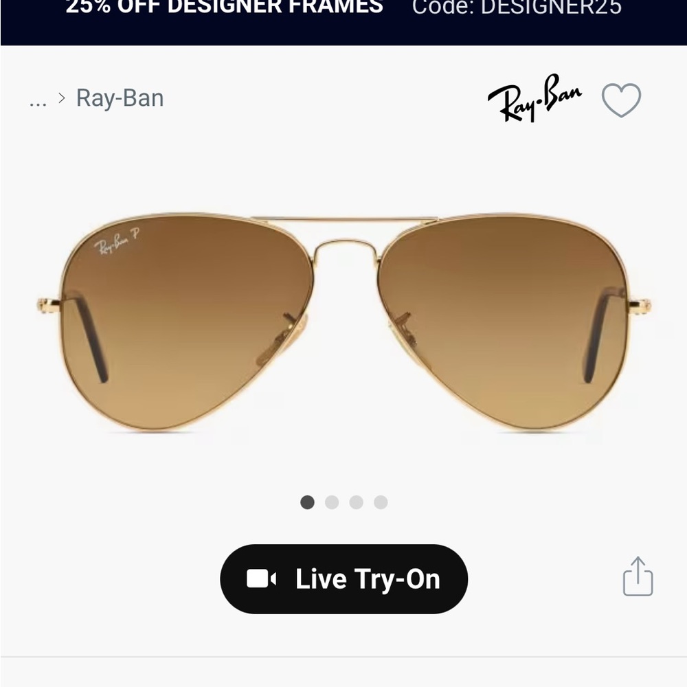 Ray-Ban Gold Frame Sunglasses with Brown Lenses